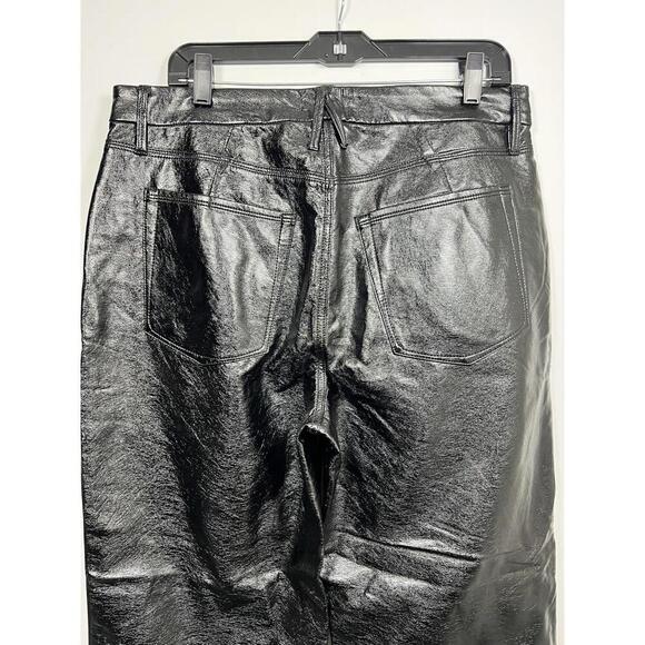 Good American Women’s 12/42 Good Classic Textured Vinyl Pants Black Faux Leather - Picture 6 of 9